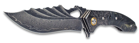 Serpent Damascus Steel Folding Knife